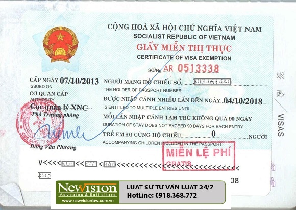 ++Các trường hợp được miễn thị thực – nhập cảnh Việt Nam!!!